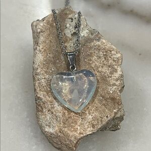 Opalite Heart Pendant Necklace